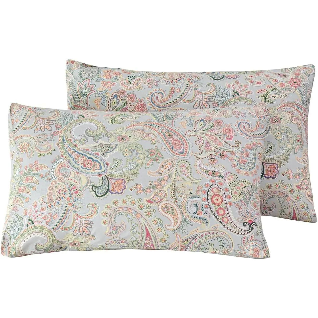 Pillowcases  Size Set of 2 Paisley Floral Patterned Pillow Covers Envelope Closure End Boho Flower Pillow Cases Bohemian Bed Pillow Encasement Soft (2 Pack, 20 in x 26 in)