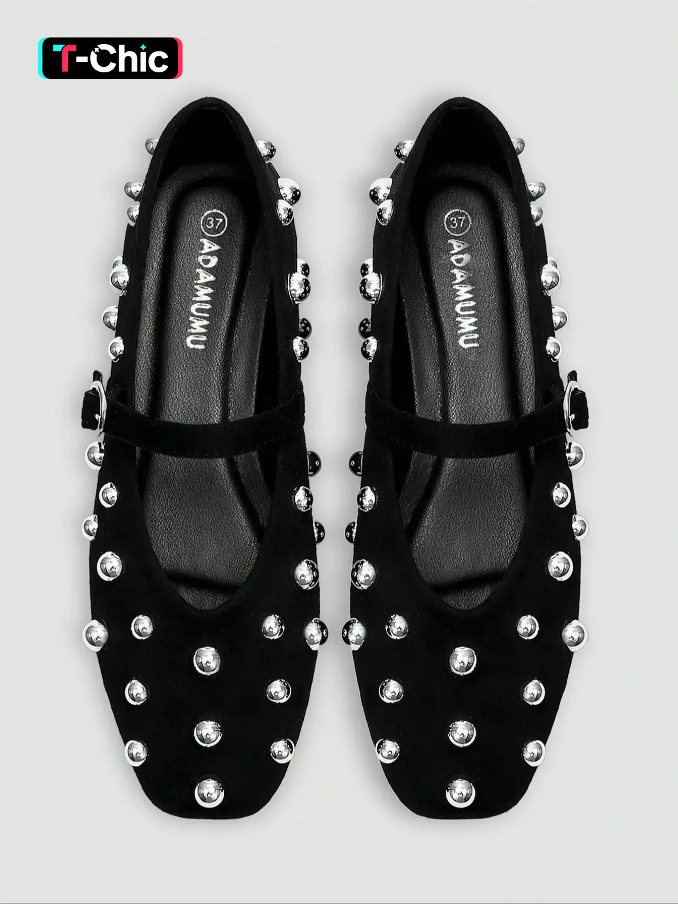 Adamumu Rivet Mary Jane Flat Shoes, Sweet Cool Vintage Style, Buckle & Studs, Women's Daily Commute Party Footwear, Casual Flats, Versatile Shoes, Maryjanes