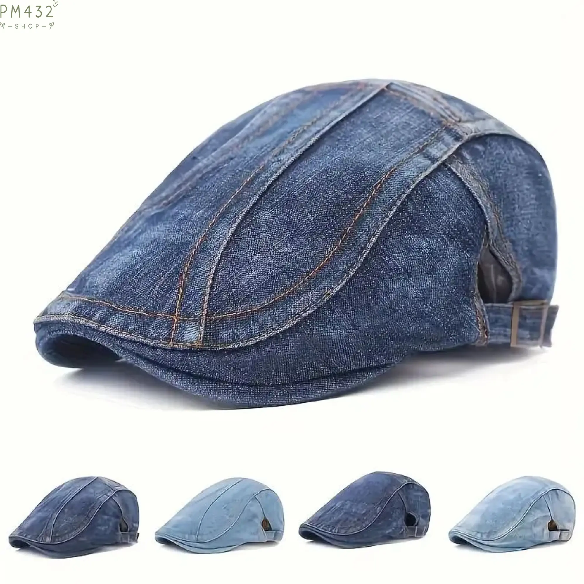Unisex Denim Beret Hat, Vintage French Style Painter Cap with Adjustable Fit, Solid Color Casual Streetwear Hat for Men & Women, Retro Fashion Accessory for Travel, Outdoor Activities, Daily Wear & Styling