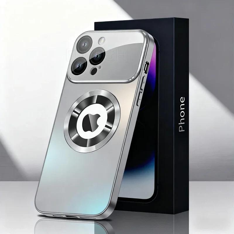 Luxury Matte Magsafe Case For iPhone 17Pro 16 15 14 13 12 ProMax Glass Lens Camera Wireless Charging Protection Cover Protective Smartphone Casing