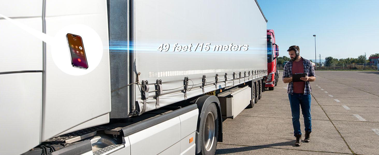 Trucker Bluetooth Headset with AI Noise Cancellation Microphone, Trucker Headset with 65Hrs Talk Time & Mute Button, Multipoint Connection, Bluetooth Headsets Fit for Truck Drivers/Cell Phones