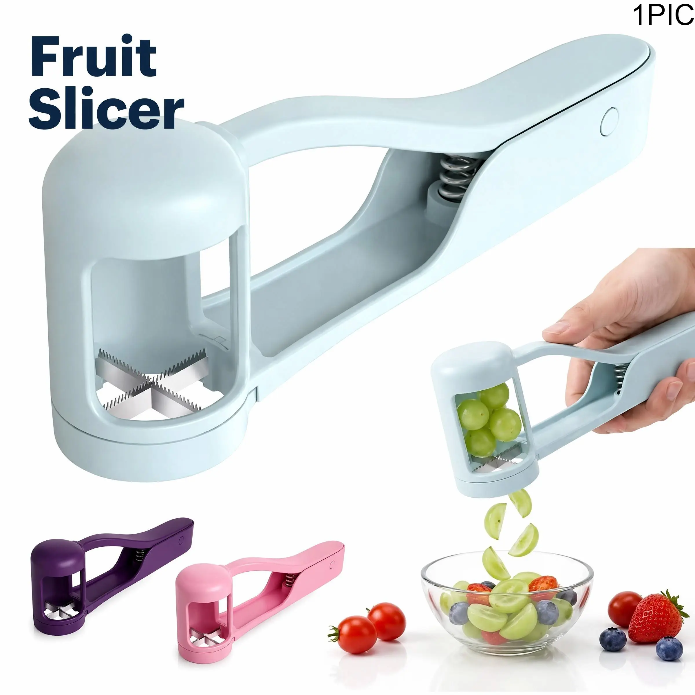 Grape Slicer Fruit Cutter Fresh Fruit Separator Kitchen Tool, Cherry Tomato Strawberry Salad Maker, Easy-To-Use Fruit Slicing Utensil