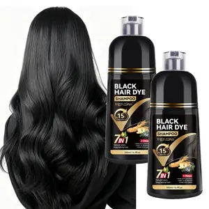 500ml black herbal hair dye shampoo, 7-in-1 herbal extract mild and non irritating, hair dye, shampoo and hair care three in one, 15 minute hair dye, family outfit, making hair look healthy and shiny, suitable for both men and women