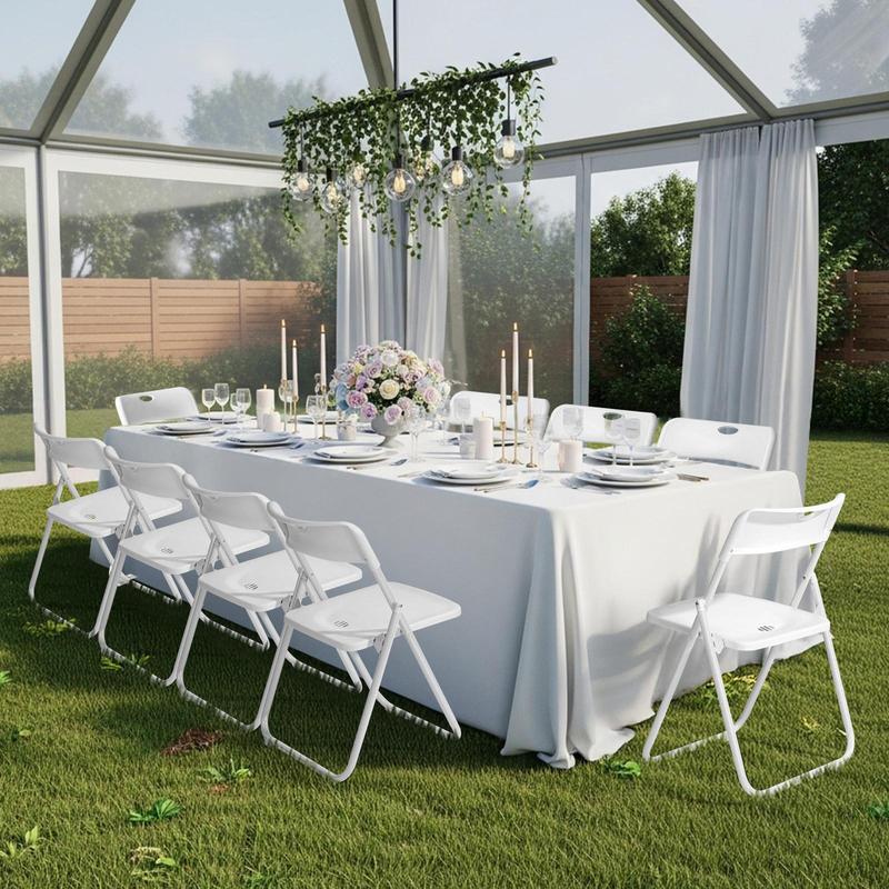 Outvita 4/6/10 Pcs Folding Chair, 300LBS Lightweight Foldable Plastic Chair, Reinforced Metal Frame Easy to Fold & Store for Indoor Six colors & Outdoor, Wedding, Party, Meeting Room, Patio and Garden, White