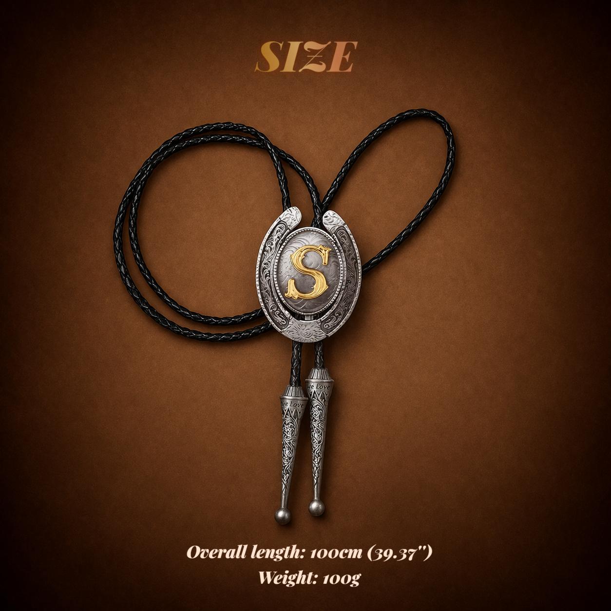 Vintage Western Bolo Tie for Men and Women, Initial Letter A–Z Cowboy Tie, Adjustable Cowboy Cowgirl Necktie, Western Rodeo String Tie for Shirts, Weddings, Parties and Country Outfits