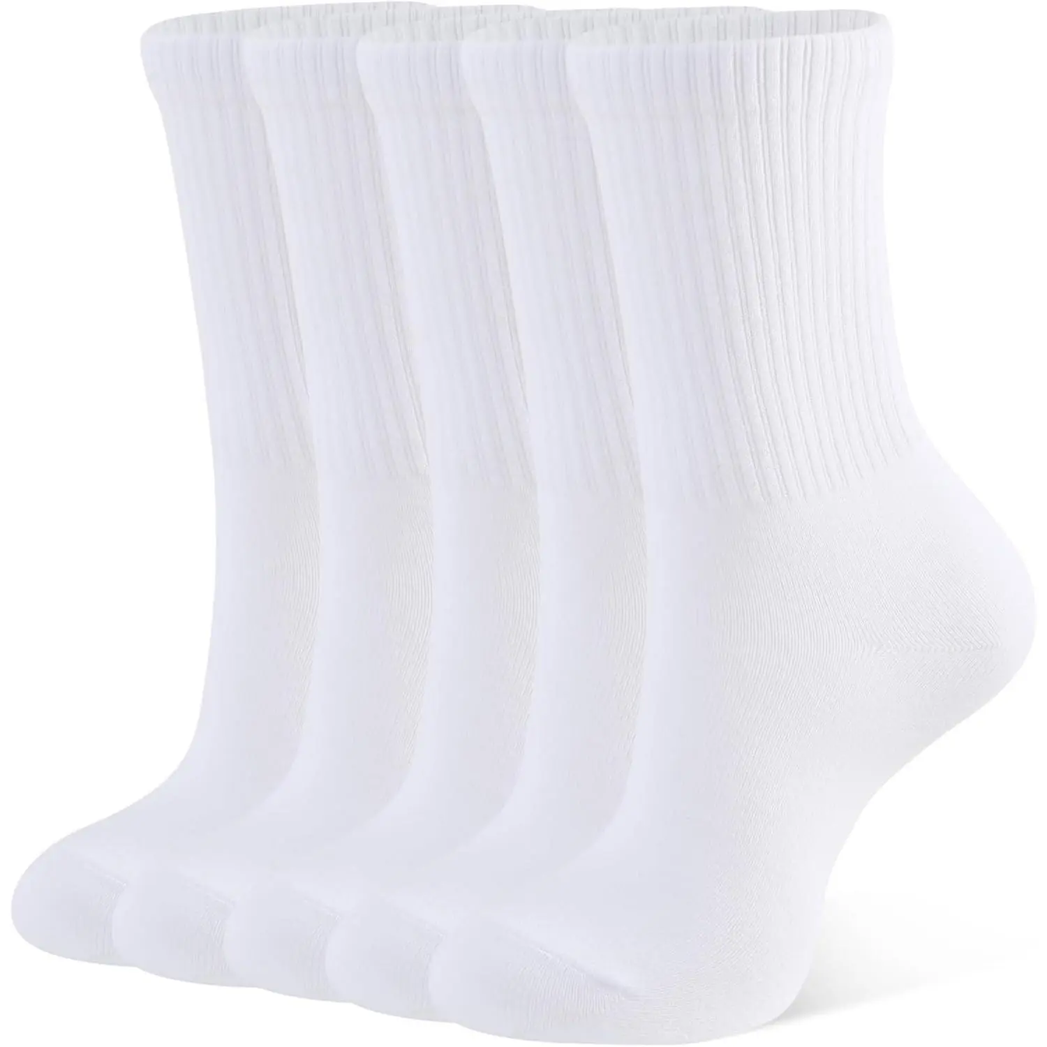 Womens Calf Crew Socks Comfortable Soft Cotton and Lightweight 5 Pairs