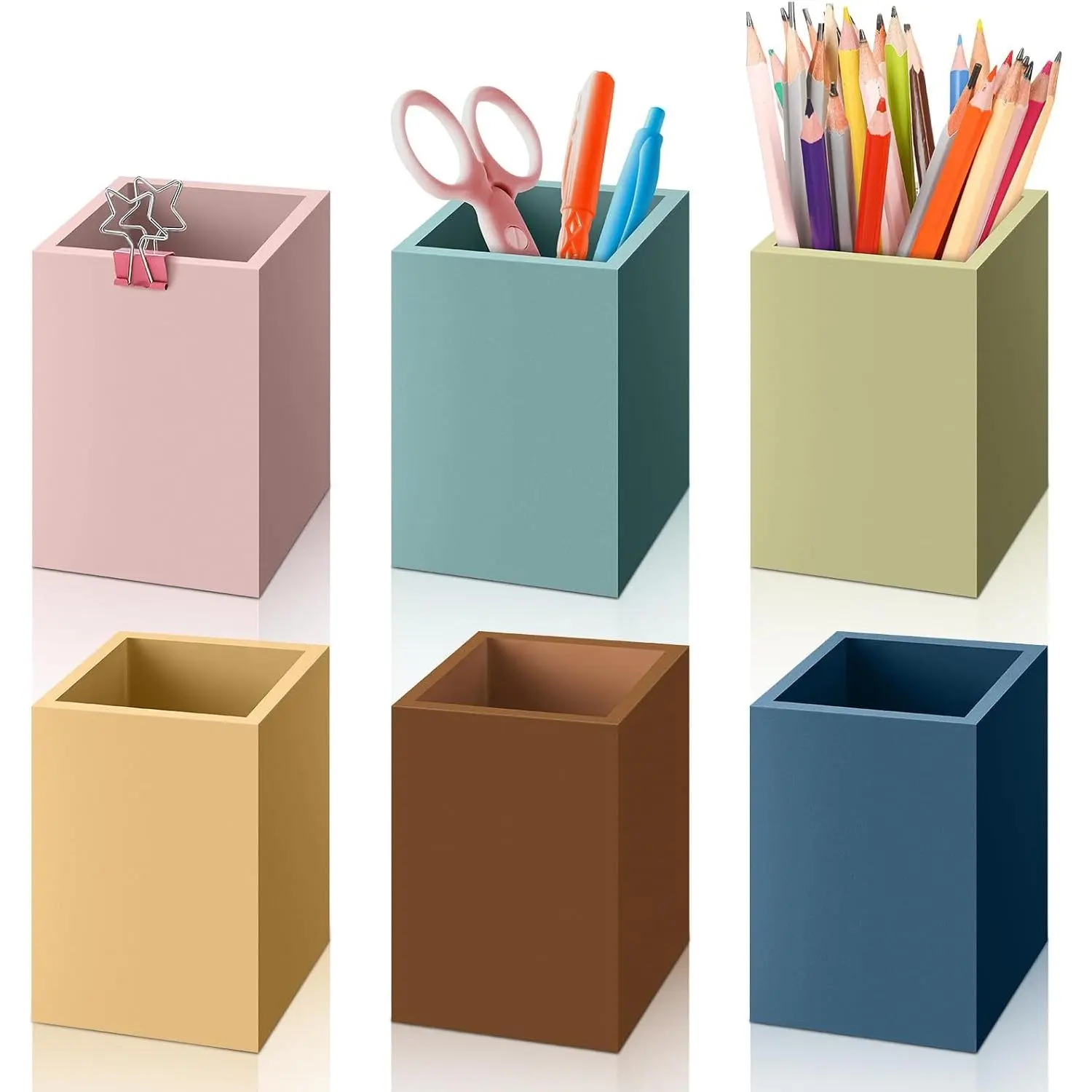 6 count Boho Pencil Holder  to School Boho Classroom Decor Rainbow Wooden Pencil Holders  Crayon Storage Colorful Classroom Organization and Storage for School Office Desk