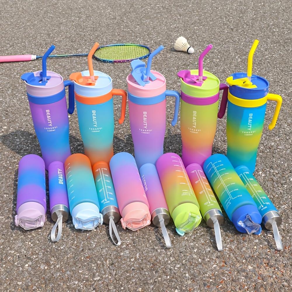 3-Piece Set Large Capacity Gradient Plastic Water Cup Suit-Durable, Leak-Proof, Portable, Free of Phenol A, Suitable for Sports, Travel and Outdoor Fitness-1380/46.6 Oz, 800 Ml/27 Oz and 280 Ml/9.5 Oz Size, Easy to Carry Design and Secure Screw Cap