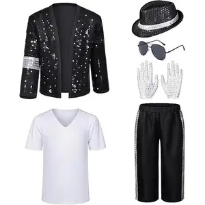 2026 Michael Jackson Cosplay MJ Cos Child Adult Costume  Billie Jean Jacket gift glove