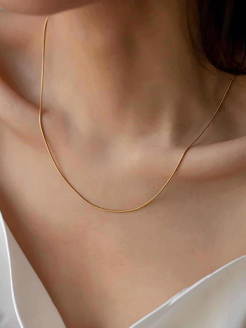 Gold Plated Thin Chain Layered Necklaces For Women Non Tarnish,18k Gold Plated Stainless Steel Dainty Waterproof Gold Necklace Set Stack For Women Gifts Jewelry