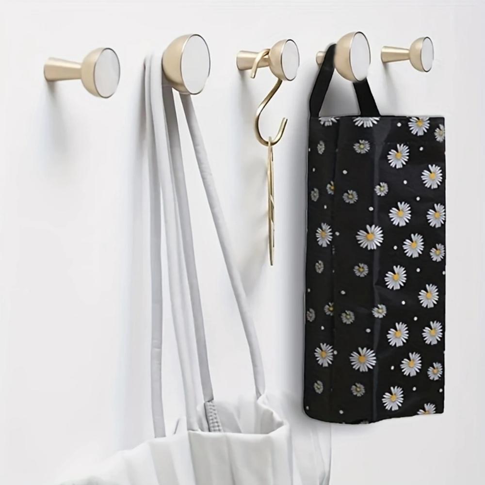 Random Color Daisy Pattern Hanging Garbage Bag Storage Bag 1PC Space-Saving Wall-Mounted Holder Organizer Portable Waterproof Plastic Dispenser for Home Kitchen Bathroom Office Practical Household Accessories