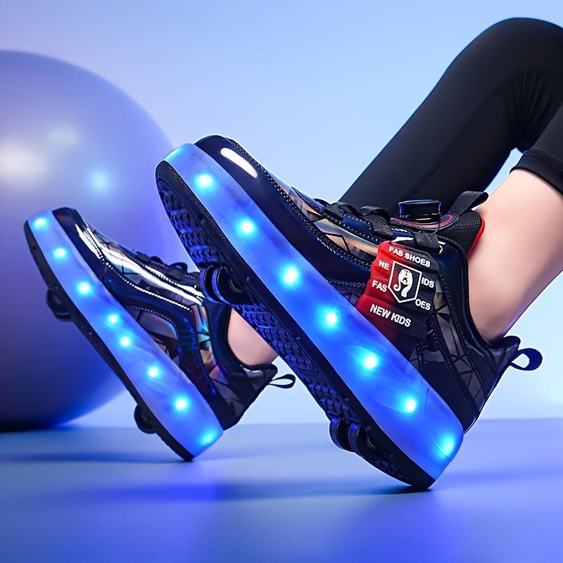 (New)Unisex Kid's Fashion LED Light Up Roller Shoes With Rotating, Comfy Detachable Wheel Skate Sneakers Boy's & Girl's Teen Outdoor