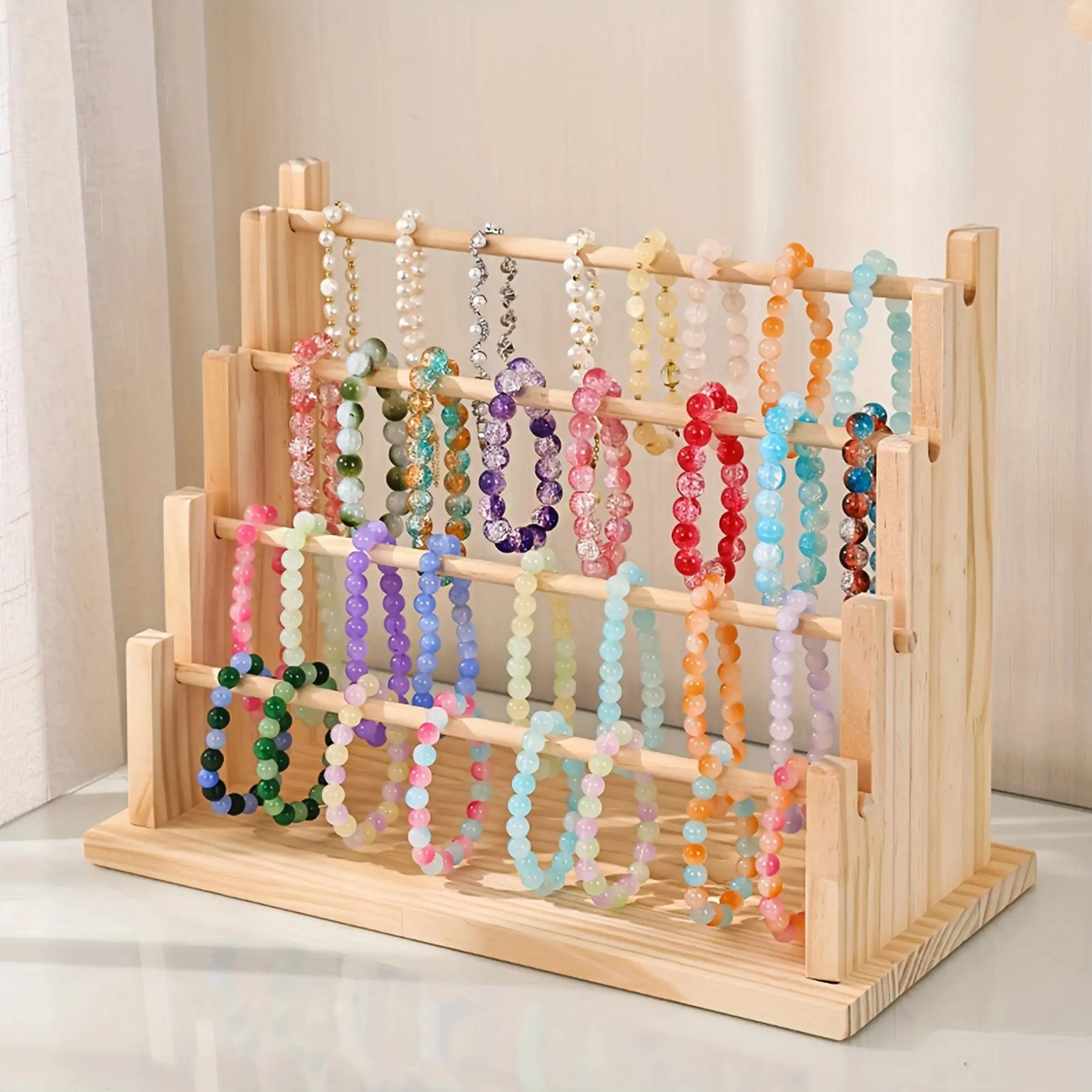 Wooden Multi-layer Jewelry Storage Box, Large Capacity Jewelry Organizer, Jewelry Display Stand, Home Organizer for Necklace, Bracelet, Bead Storage Containers, Jewelry Storage Unit