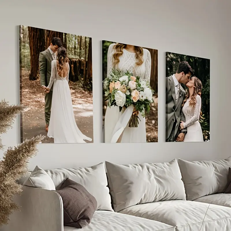2D Flat, 3pcs Art Decor Personalized Canvas Prints - Modern Contemporary Love Theme Wall Art, Pine Wood Wrapped Canvas Poster for Home Office, Living Room, Bedroom, Bathroom, Restaurants Decor, Easter Decor, Ready to Hang, Halloween Decoration