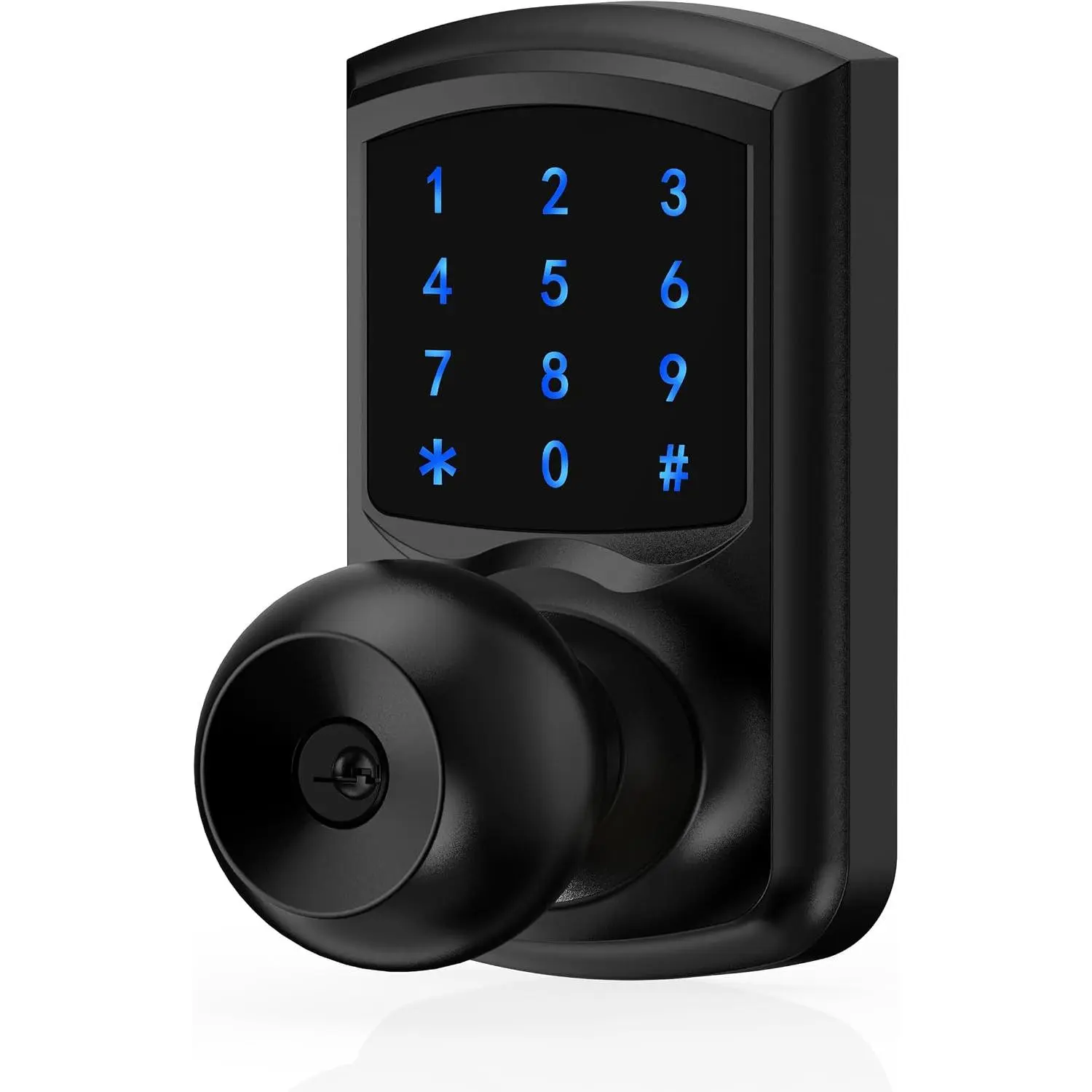 Keyless Entry Door Lock with Code, Keypad Door Lock with Handle, Touchscreen Door Knob with Keypad,  Door Lock, Auto-Lock, Matte Black, HL-668K 1pack