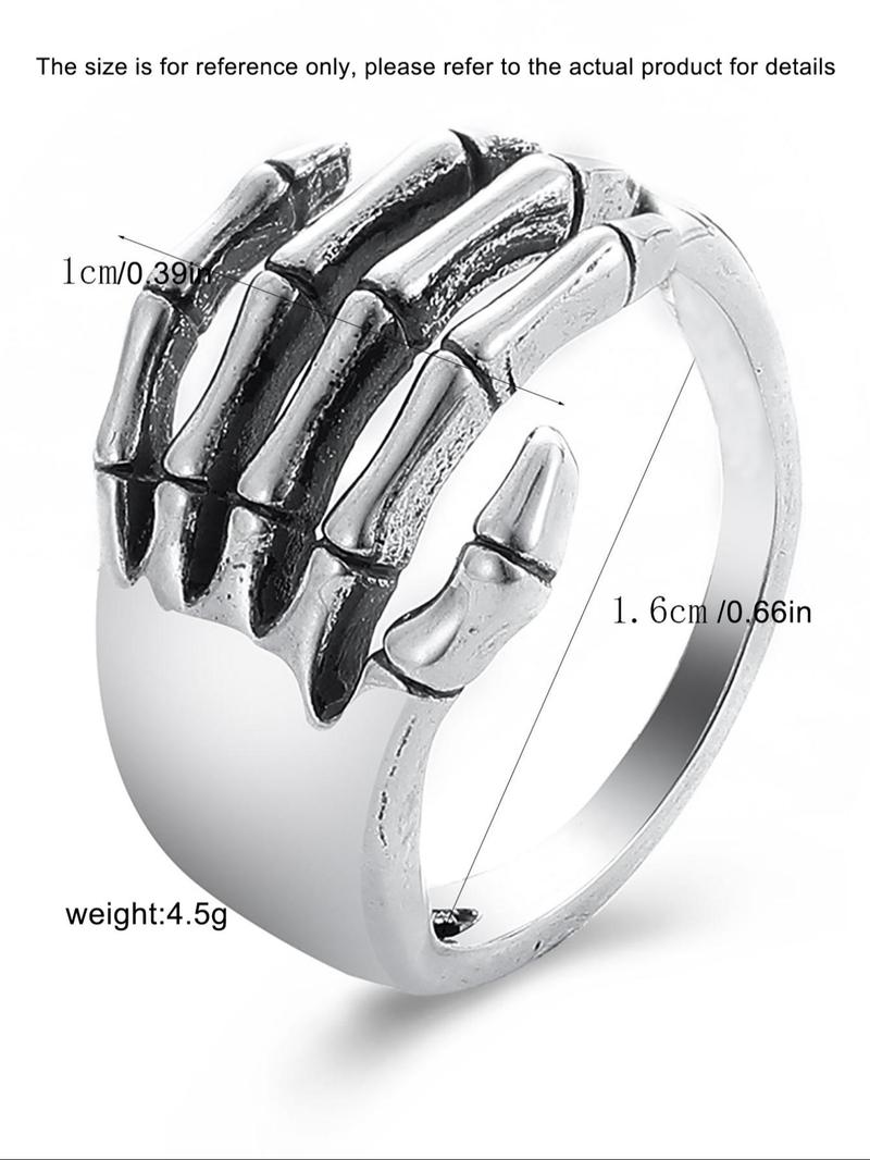 1 Piece Women's Trendy Plain Skull Hand Design Alloy Ring, Personalized Fashion Street Hip Hop Style Party Accessories