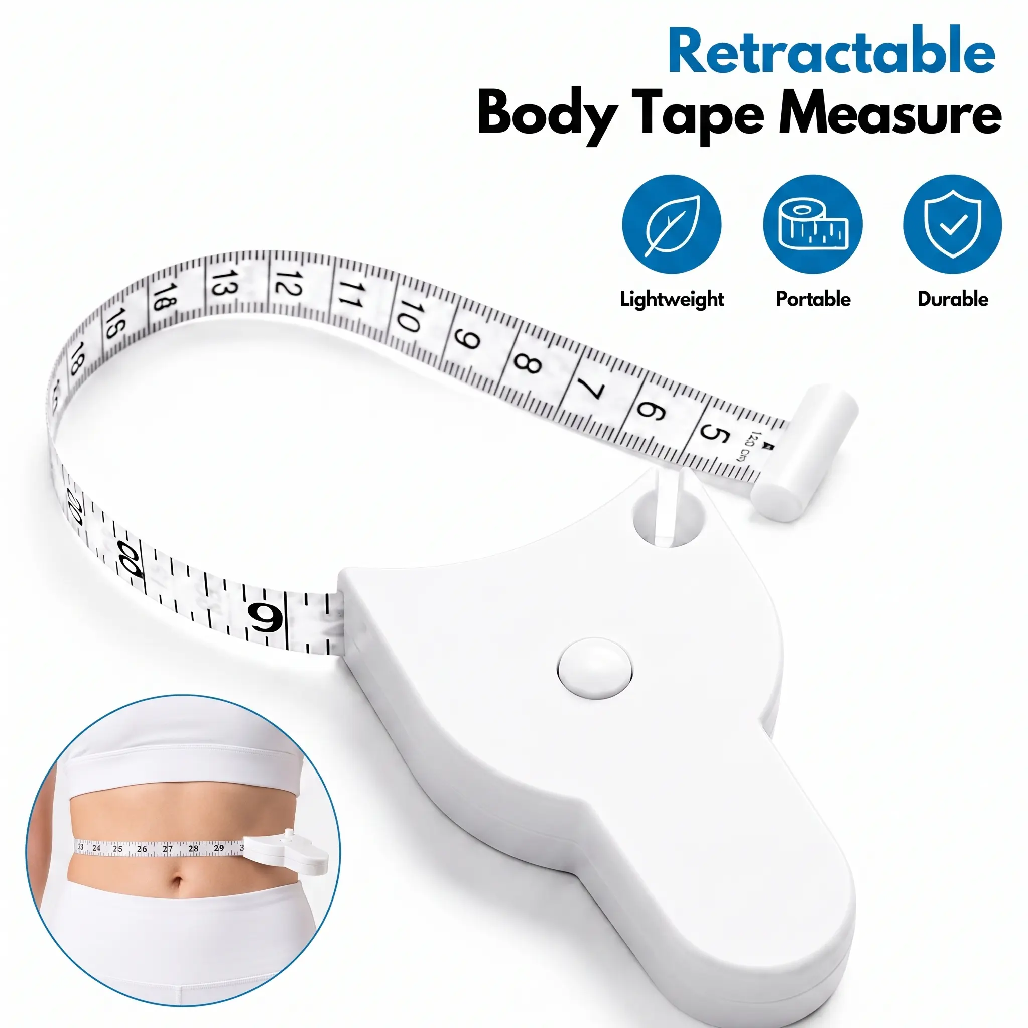 Retractable Body Tape Measure, Automatic Portable Body Measuring Tape, Household Measuring Tools for Waist, Hip, Arm, Durable Tape Measure, Measuring Instrument-YY1