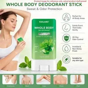 Whole Body Deodorant Stick, Fresh Mint, 72H Long-Lasting Odor Control & Sweat Protection, Unisex 15g