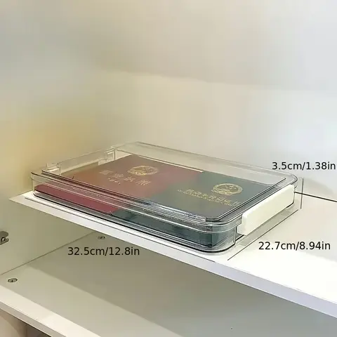 Acrylic Transparent Desktop Paper Storage Box, A4 File Documents Organizer, Dust Proof Card Holder Case, Household Office Supplies, Home Office