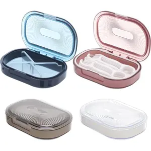 4 Pcs Qtip Holder Hair Tie organizer Small Container Portable Travel Qtips Case Cotton Swab Holder Flosser Dispenser 4 Soft Colors 3.94 x 2.76 Inch