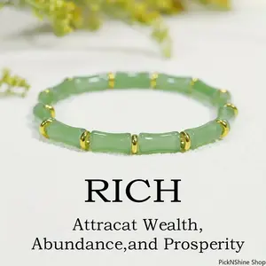 Women's Adjustable Chinese-Style Lucky Bamboo Knot Beaded Bracelet with Crystal Feng Shui Charm, Bracelets for Women, Lunar New Year Gift, Daily Wear Fashion Costume Jewelry Accessory