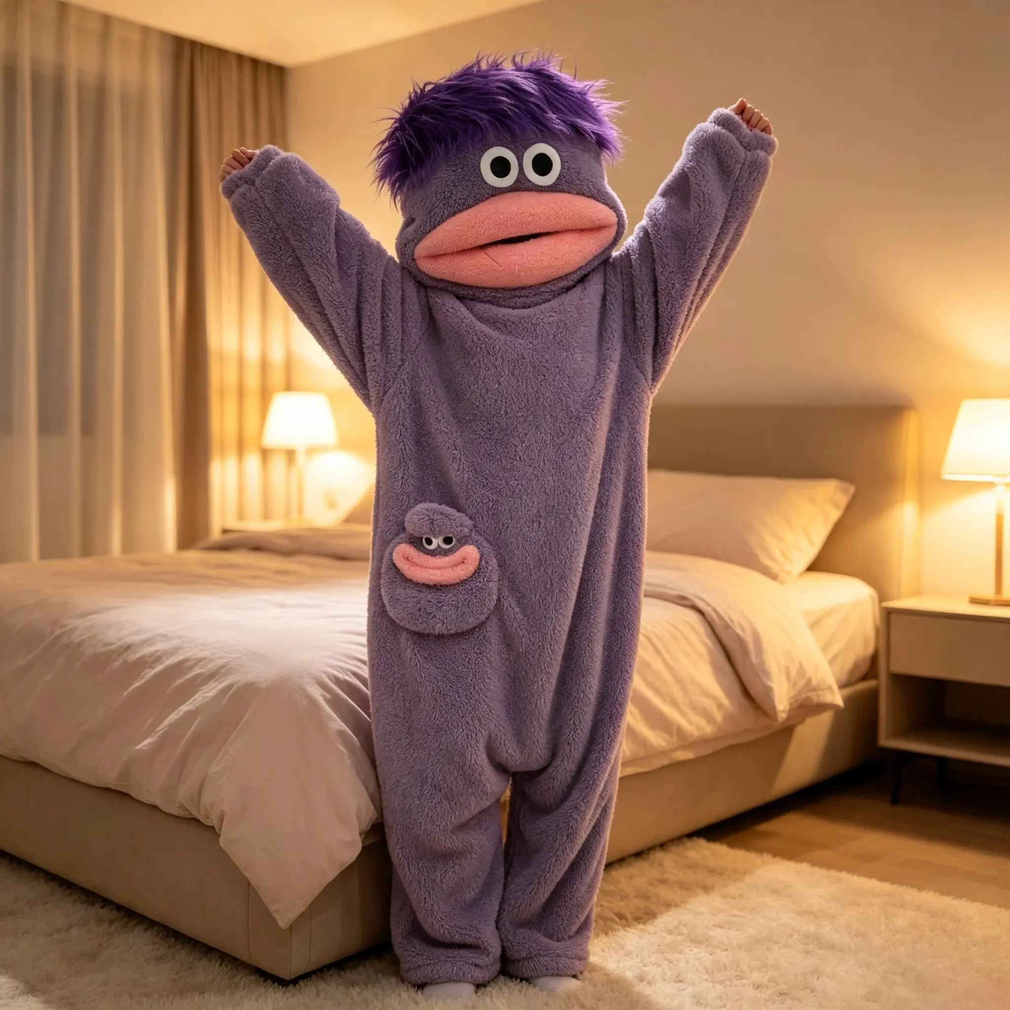 Funny Big Mouth Monster Adult Onesie Fleece Couples Pajamas Quirky Novelty Loungewear Costume Ugly Cute Plush Cosplay Suit Winter Warm Polyester Sleepwear Mini Face Pouch 2026 Pajama Party Halloween Gift Matching Animal Sleepwear