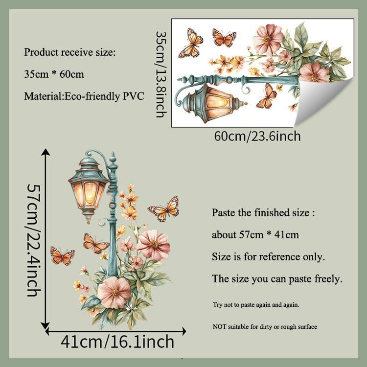 Creative Retro Streetlight Flowers Wall Stickers For Living Room Decor Mural Bedroom Door Home Decoration Self-adhesive Decals Creative Retro Streetlight Flowers Wall Stickers For Living Room Decor Mural Bedroom Door Home Decoration Self-adhesive Decals