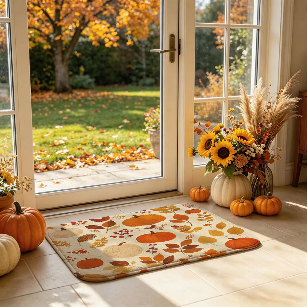 Mini Pumpkin Print Doormat, Non-Slip Floor Rug for Porch, Stylish Decor for Bedroom, Bathroom & Home Entrance