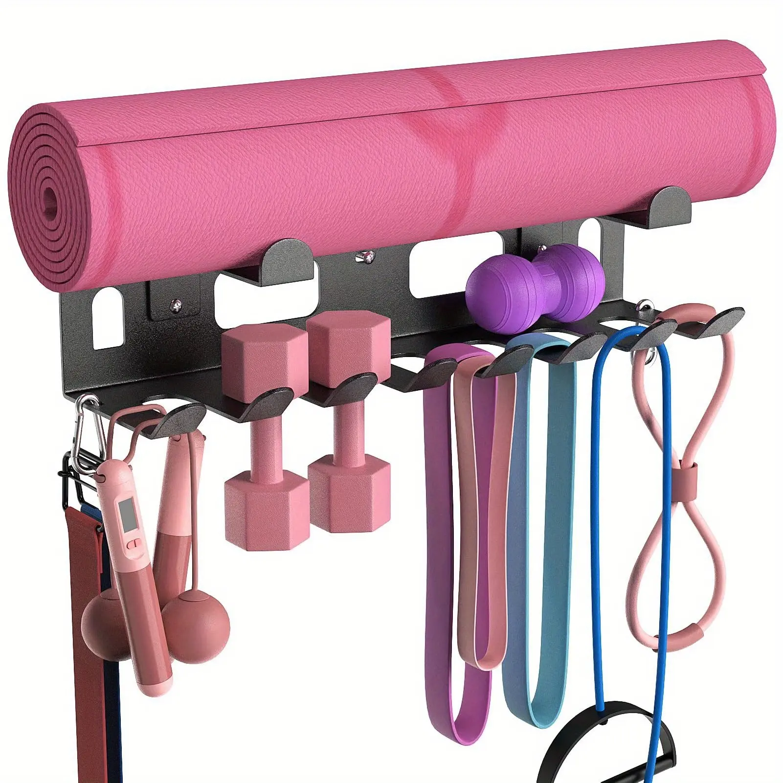 Resistance Band Storage Rack, for yoga Mat Storage Rack, Home Fitness Equipment Organizer, Suitable for Yoga Rooms, Gyms, Living Rooms, And Bedrooms.Used for Storing Fitness Bands, for yoga Mats, Jump Ropes, Ropes, Weight Bands, Straps, And Hoops
