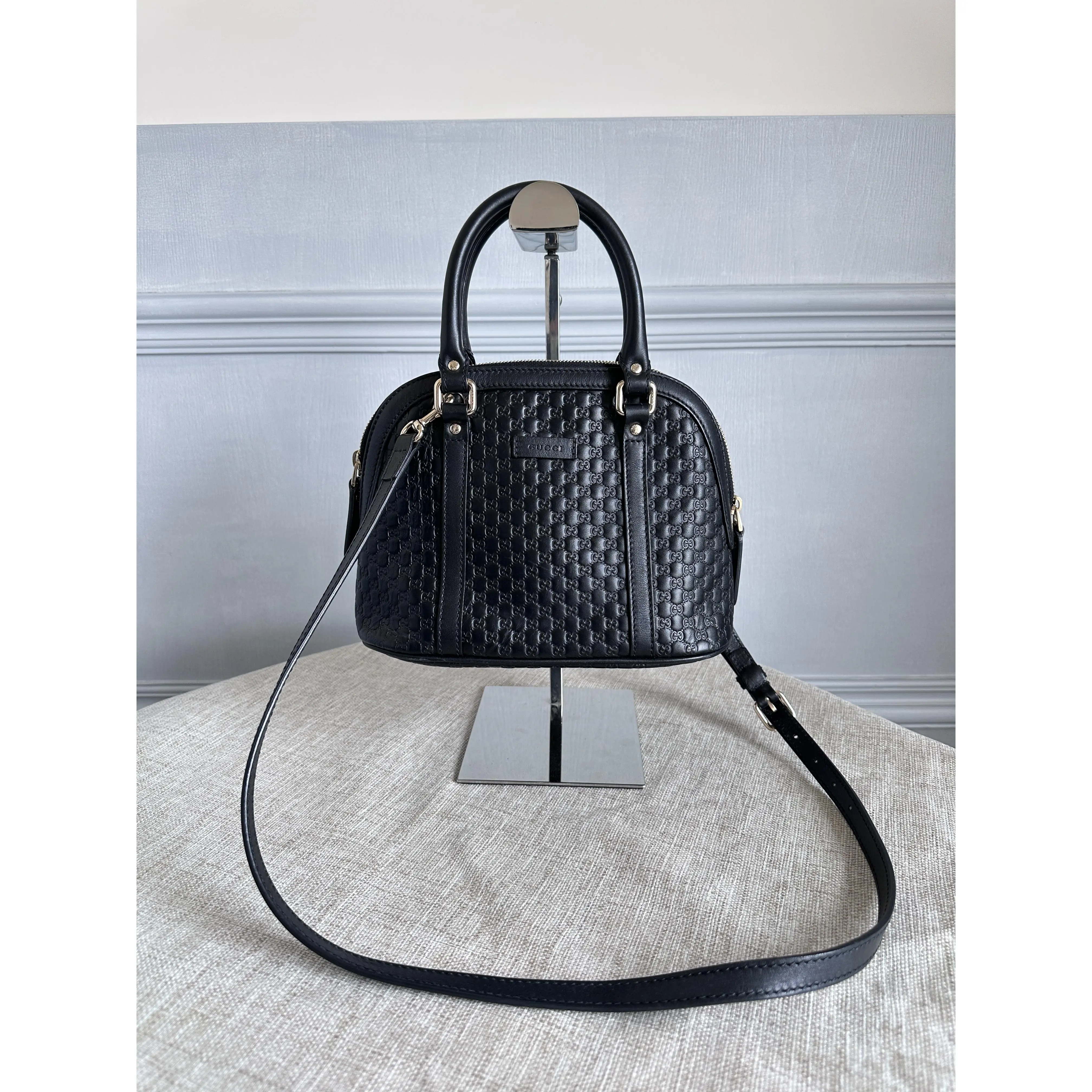 Pre-owned GUCCI Micro GG Leather Mini Dome 2 Way Handbag