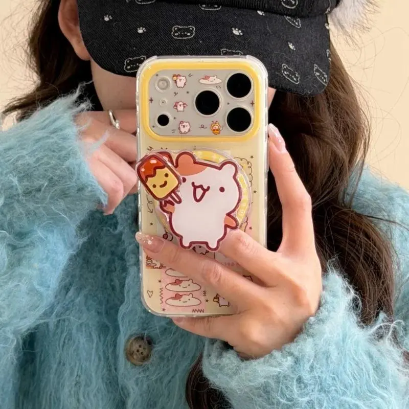 Magnetic Stand Phone Case for iPhone 17 Pro, 16, 15, 14 Pro Max - Kawaii Funny Cute Cartoon Cover with MagSafe Support, Multi-Model iPhone Series Compatibility