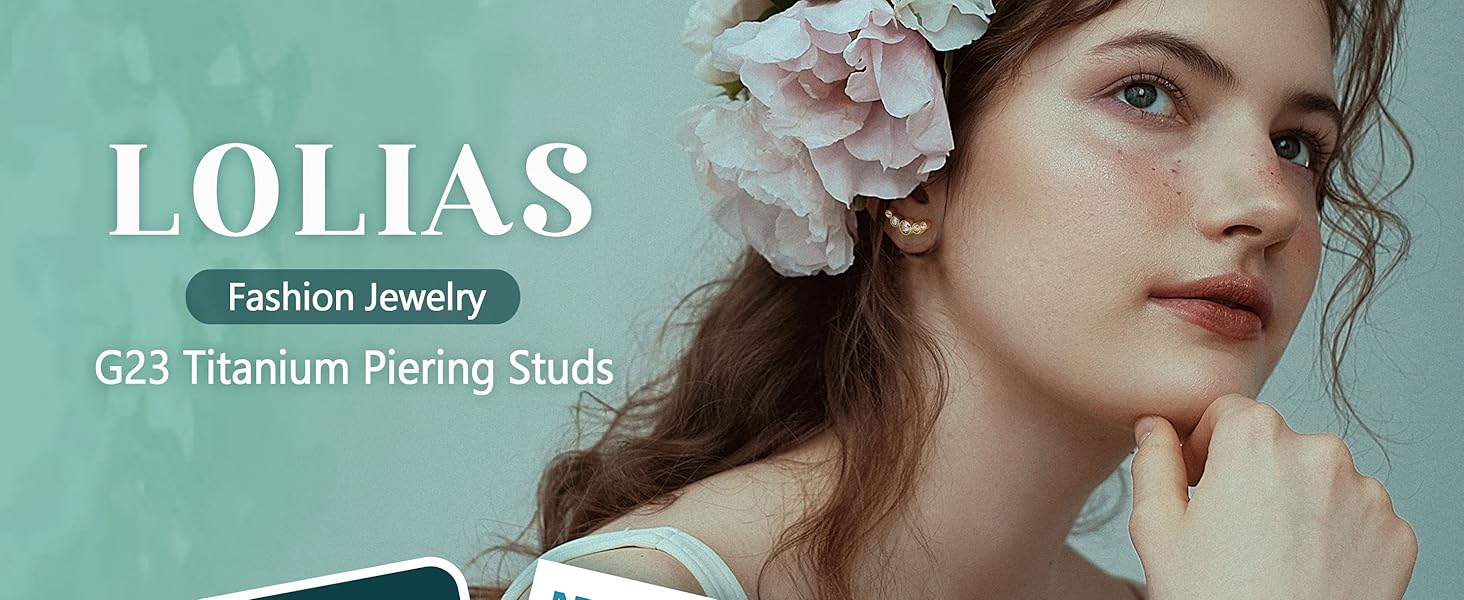 LOLIAS 16G G23 Titanium Tragus Conch Helix Piercing Jewelry 6mm 8mm 10mm - Internally Threaded Flat Back Stud Cartilage Earrings Hypoallergenic Forward Earlobe Monroe Labret Tragus Piercing Jewelry