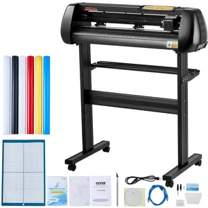 VEVOR Vinyl Cutter Machine, 28-Inch Upgraded Paper Feed Cutting Plotter Bundle with Adjustable Force, Speed, Powerful Stepper Motors, Signmaster Compatibility (Windows), Ample Accessories for Decoration, DIY Projects, Accurate Cutting, Lcd Screen