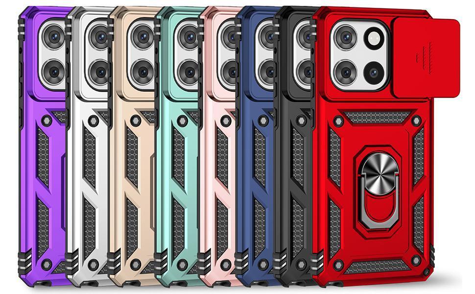 for Motorola Moto G Stylus 2025 Case with Slide Camera Cover HD Screen Protector [Military Grade 16ft. Drop Tested] Magnetic Ring Holder Kickstand Protective Phone Case for Moto G Stylus 2025, Black