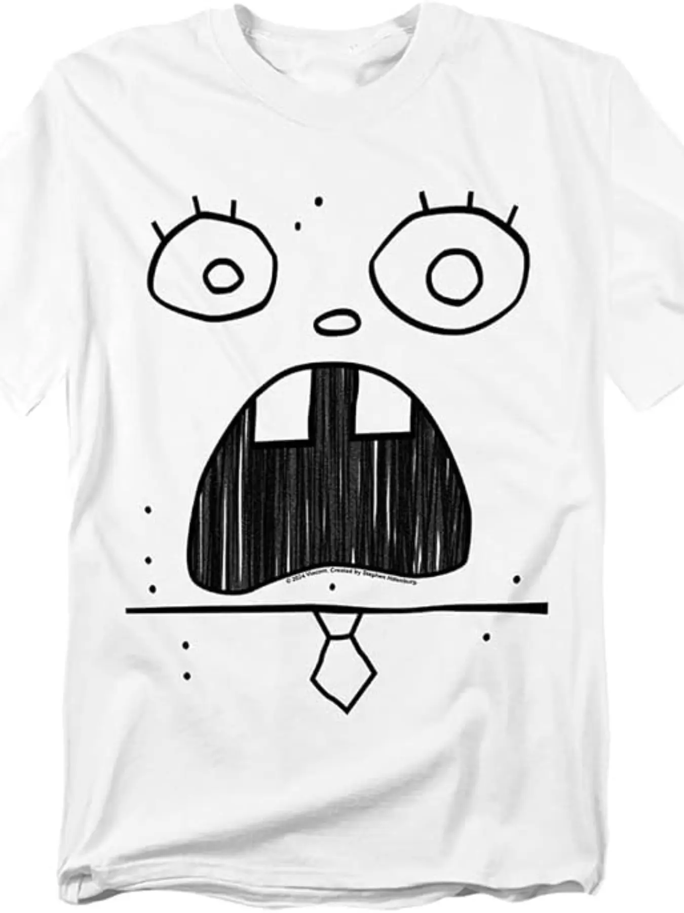 Classic Spongebob Squarepants Anime Print T-Shirt, Vintage Cartoon Hand-Drawn Style, Durable Loose Fit Short Sleeve, Youth Animation Lover Top