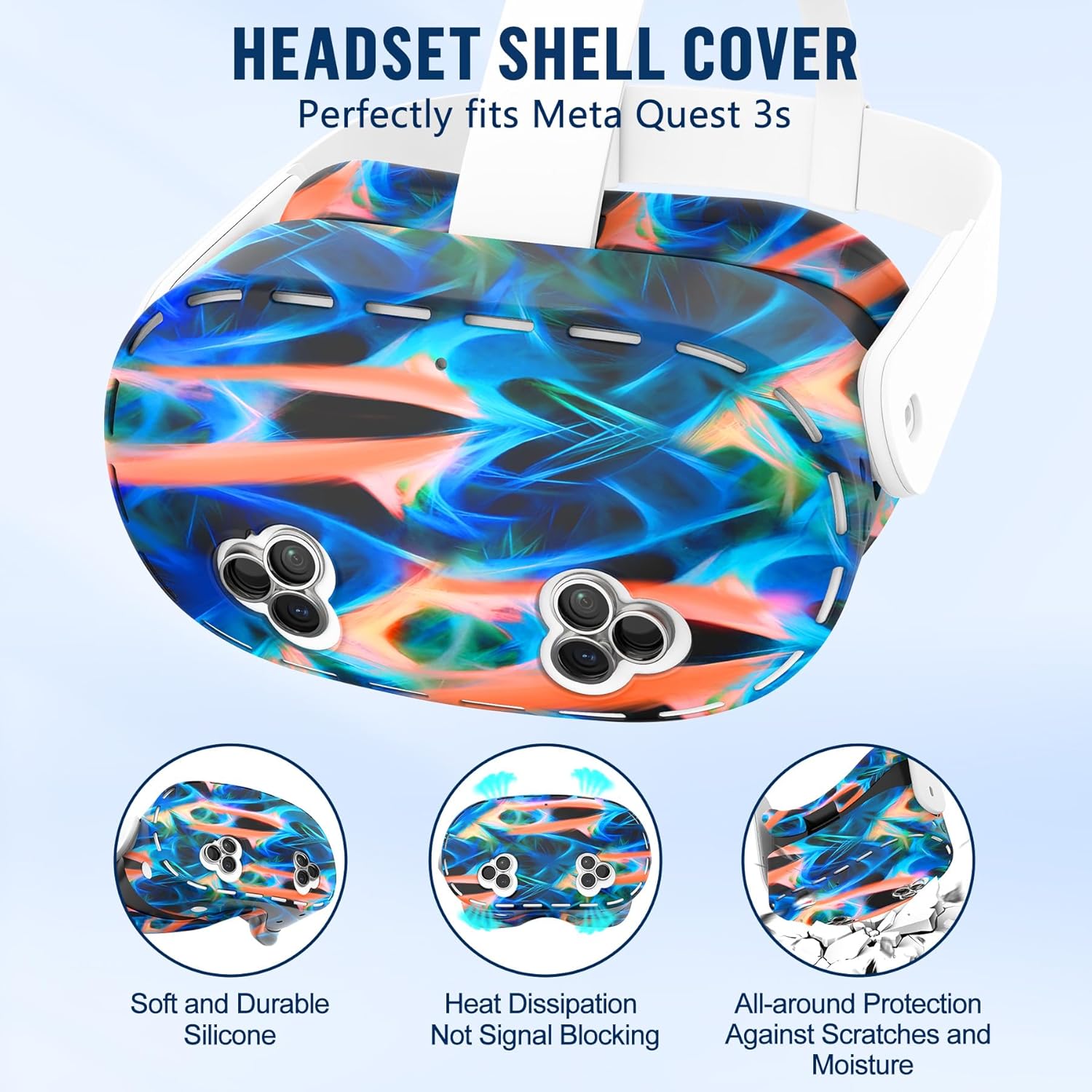 Cover Set Compatible with Meta/Oculus Quest 3s Accessories,   Cover, Controller Grip Cover, Camera Lens Protector, VR Shell Cover, Protective Lens Cover, Not Fit Quest 3