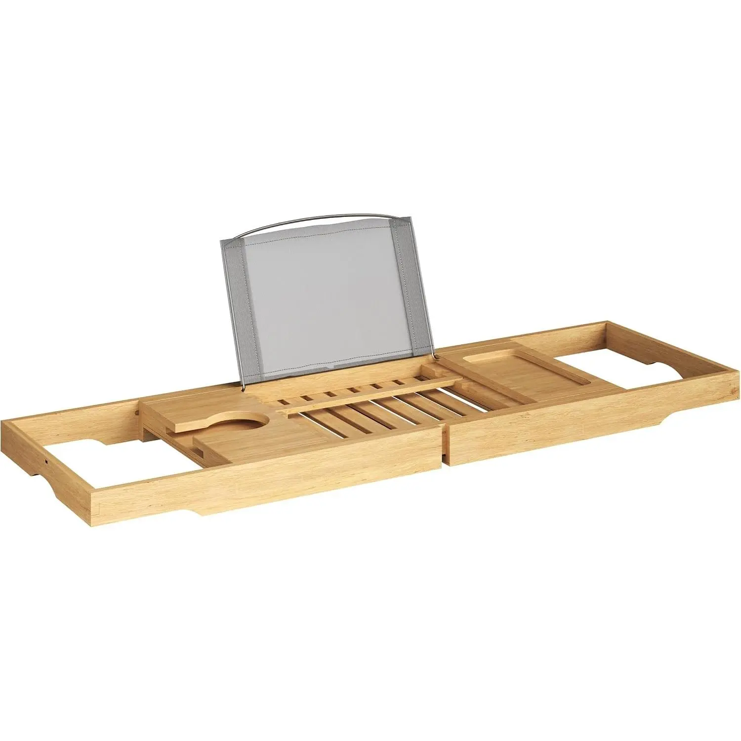 Bamboo Bathtub Caddy Tray with Extending Wood Sides - Fits Any Bath, Hot Tub and Jacuzzi