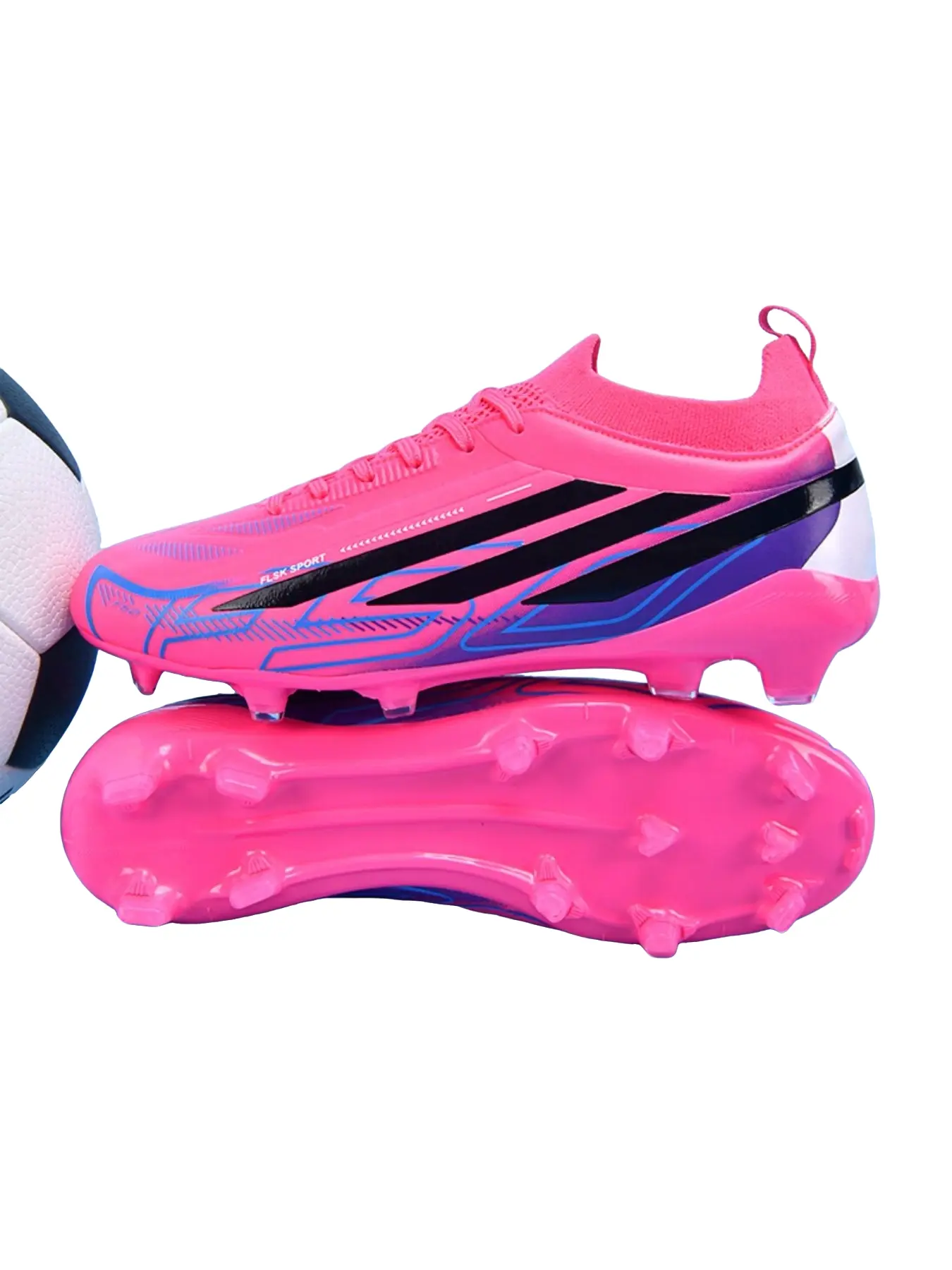 Unisex Football Shoes with Long Studs, Ideal for Grass Training and Matches, Sporty PU Upper, Tpu Sole, All Seasons, Suitable for Kids and Adults, Soccer Boots