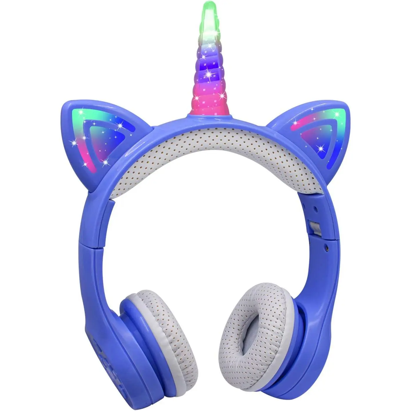 Unicorn   Headphones,15 Hours Play time,   Headphones for Girls Boys Laptop Phones,Led Light Up   Headphone for Birthday Travel School Gifts (Blue)