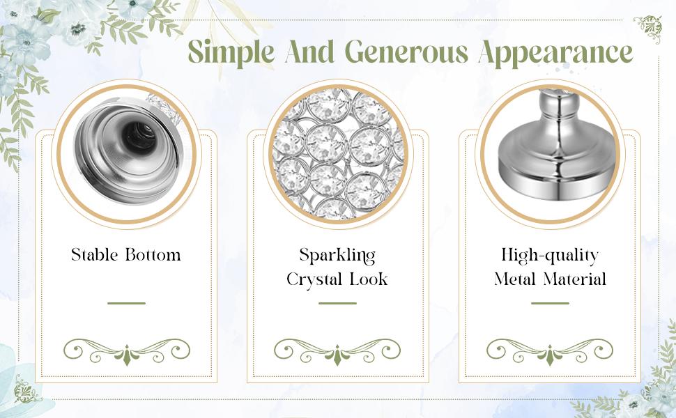 Rtteri 4 Pcs Crystal Trumpet Flower Vase 20 Inch Tall Wrought Iron Crystal Vase Flower Stand Centerpieces Wedding Table Vases Decor for Home Anniversary Ceremony Party Event Christmas (Silver)