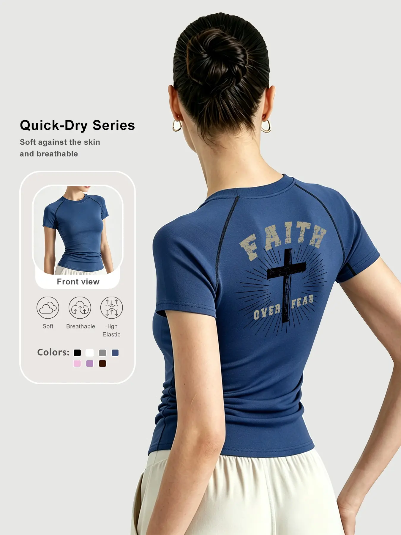 Women's Short Sleeve Graphic Top, Casual Summer Workout Tee, Breathable Stretch Fitness Shirt, Yoga Running Training Apparel