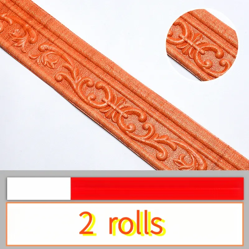 2 Rolls 3.15 x 90.55 Inches 3D Foam Self Adhesive Baseboard Border, Peel and Stick, Simple Styling Sturdy Durable, Easy Paste for Wall Edge Trim Decoration