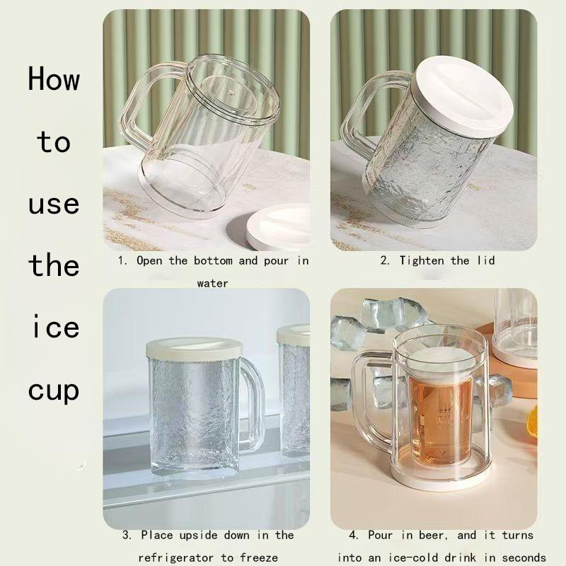 🎁 Frozen Double Wall Beer Glass| Handle Design, Perfect Summer Gift🧊