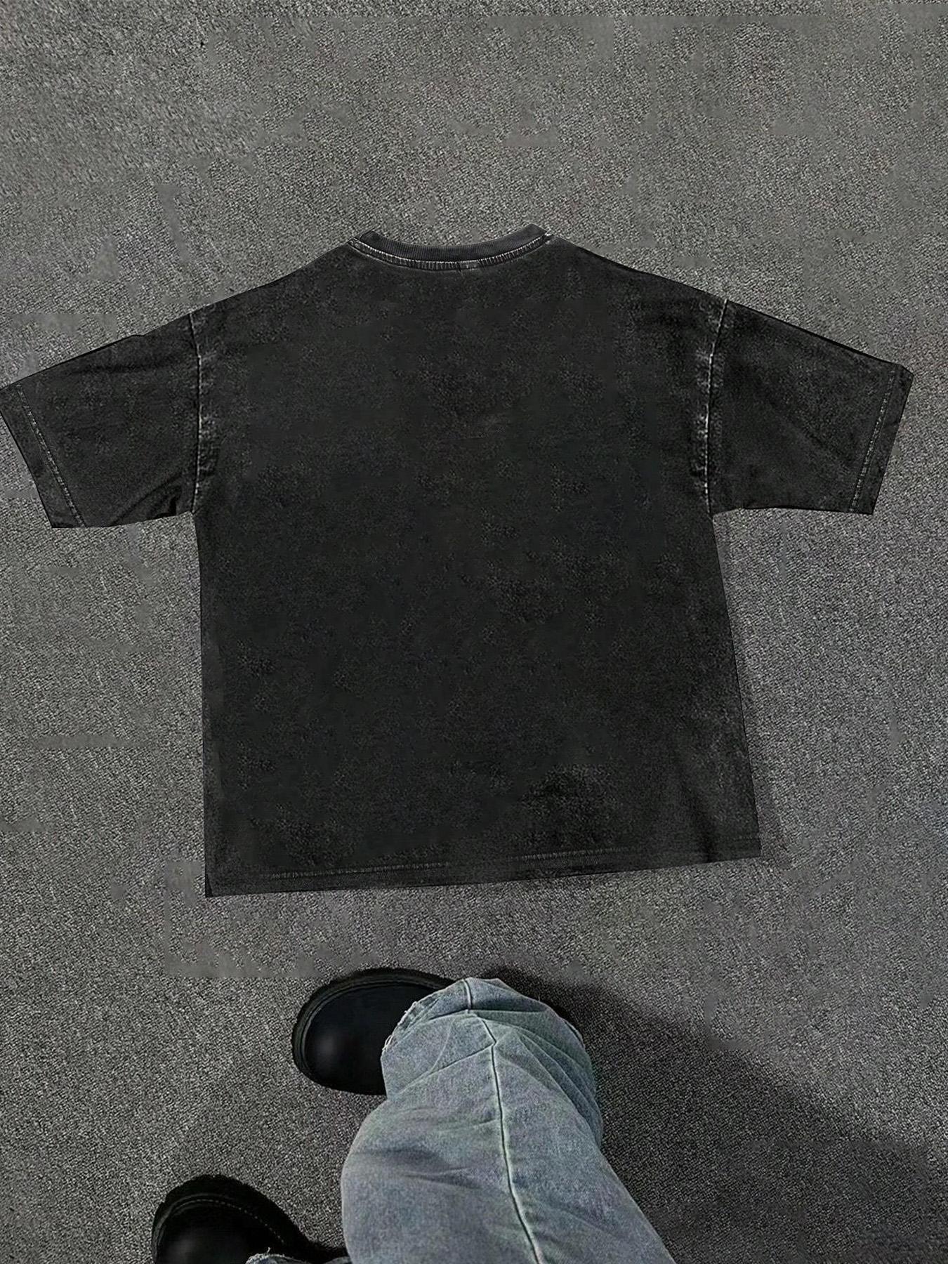 Men's Star Print Round Neck Tee, Regular Fit Casual Street Short Sleeve T-shirt for Summer, Men's Top for Daily Wear, Streetwear