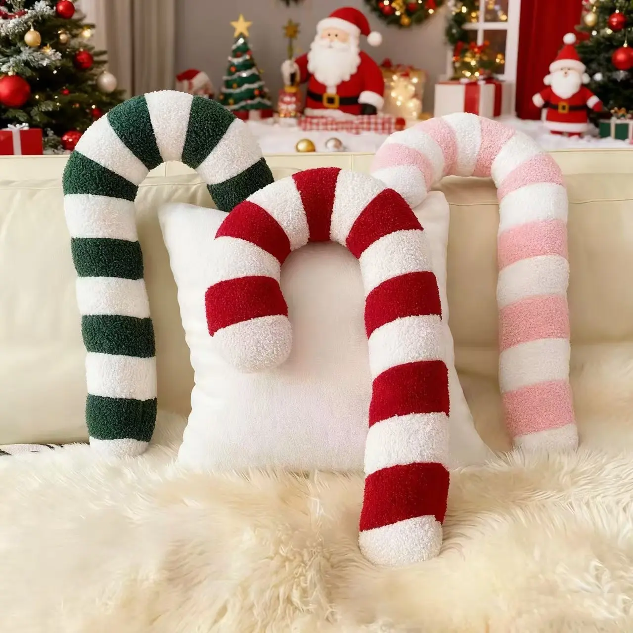 Christmas Plush Cushion Pillow, Warm Candy Ball, Festive Home Decor, Holiday Decoration, Cozy Christmas Ornament