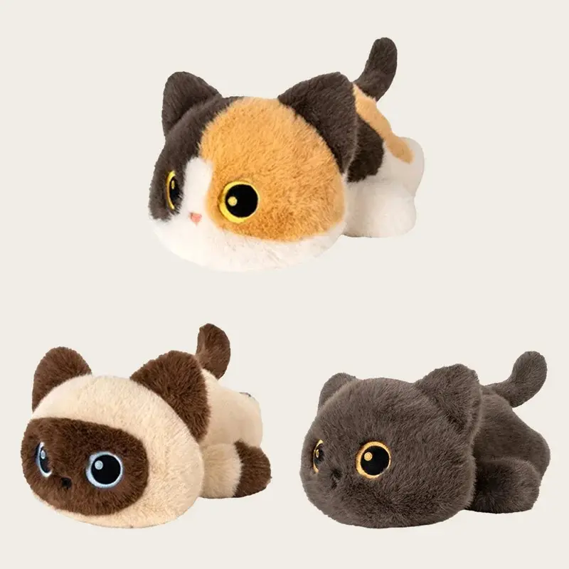 25cm Black Siamese Soft Plush Toy - Cute Cartoon Fuzzy Fluffy Fabric Stuffed Kitten Doll with Realistic Touch, Ideal Girls' Gift for Kids, Stuffed Animal Toy, Cute Animal Toys Set