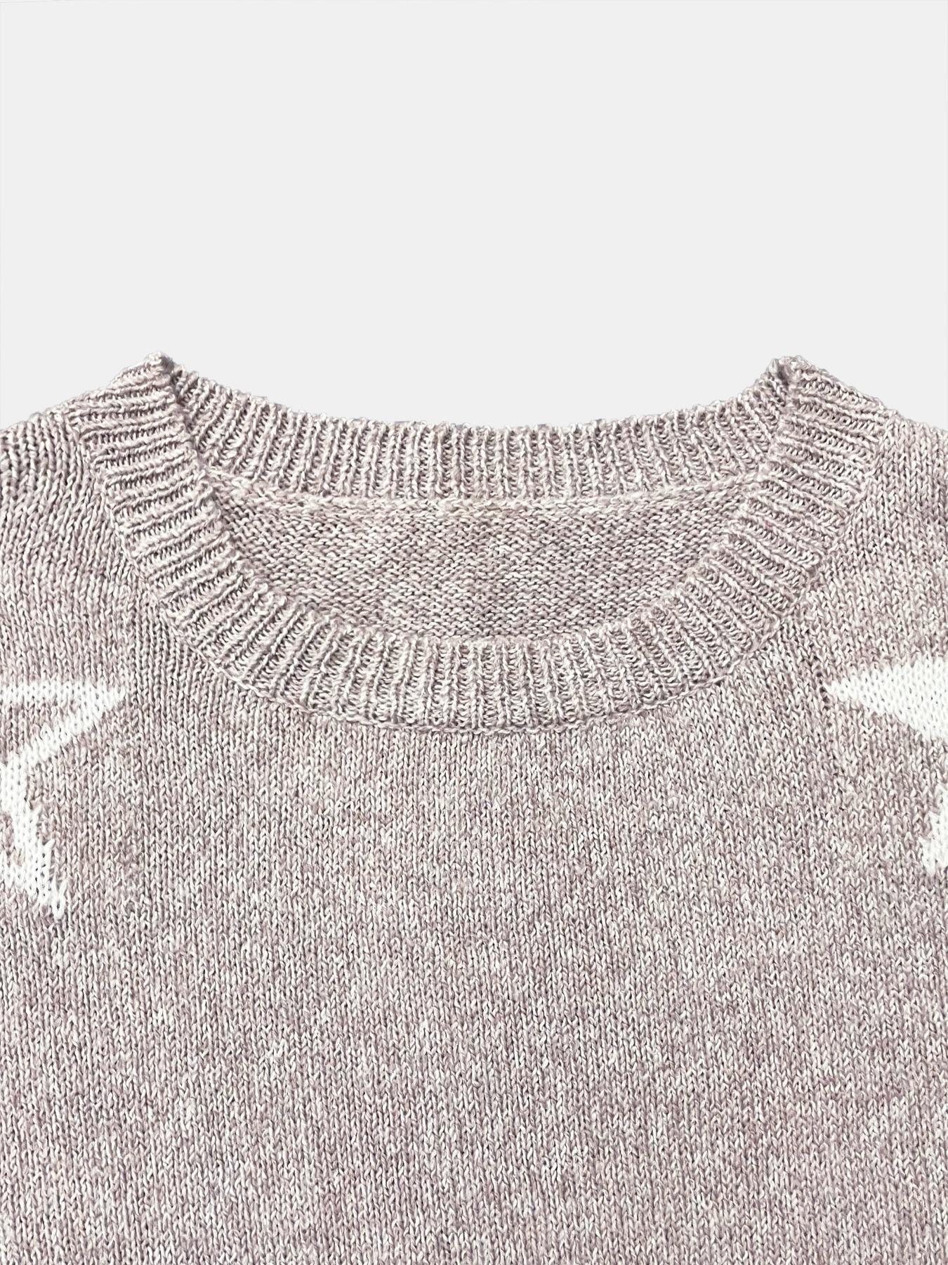 Women's Star Print Drop Shoulder Sweater, Casual Long Sleeve Round Neck Jumper for Fall & Winter, Fashion Ladies' Knitwear for Daily Wear, Tops