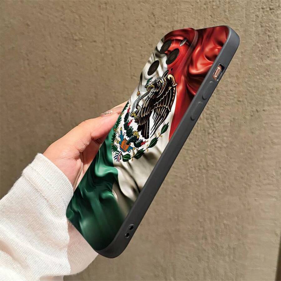 Mexico Flag Pattern Phone Cases With Lens Protector, Shockproof Mobile Phone Case, Decorative Phone Protector Cover, Phone Accessories Compatible With  15 Pro Max Case  14 Pro Max Case  11 Cases