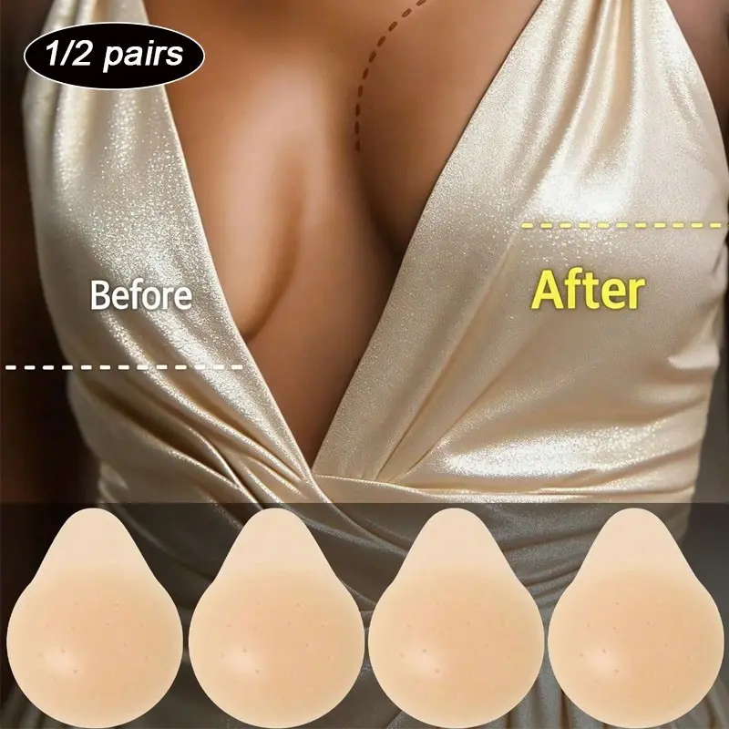 Reusable Silicone Bra Pads, Breathable Invisible Adhesive Bra Inserts, Perfect for Everyday Wear and Travel, 1/2 Pair Set