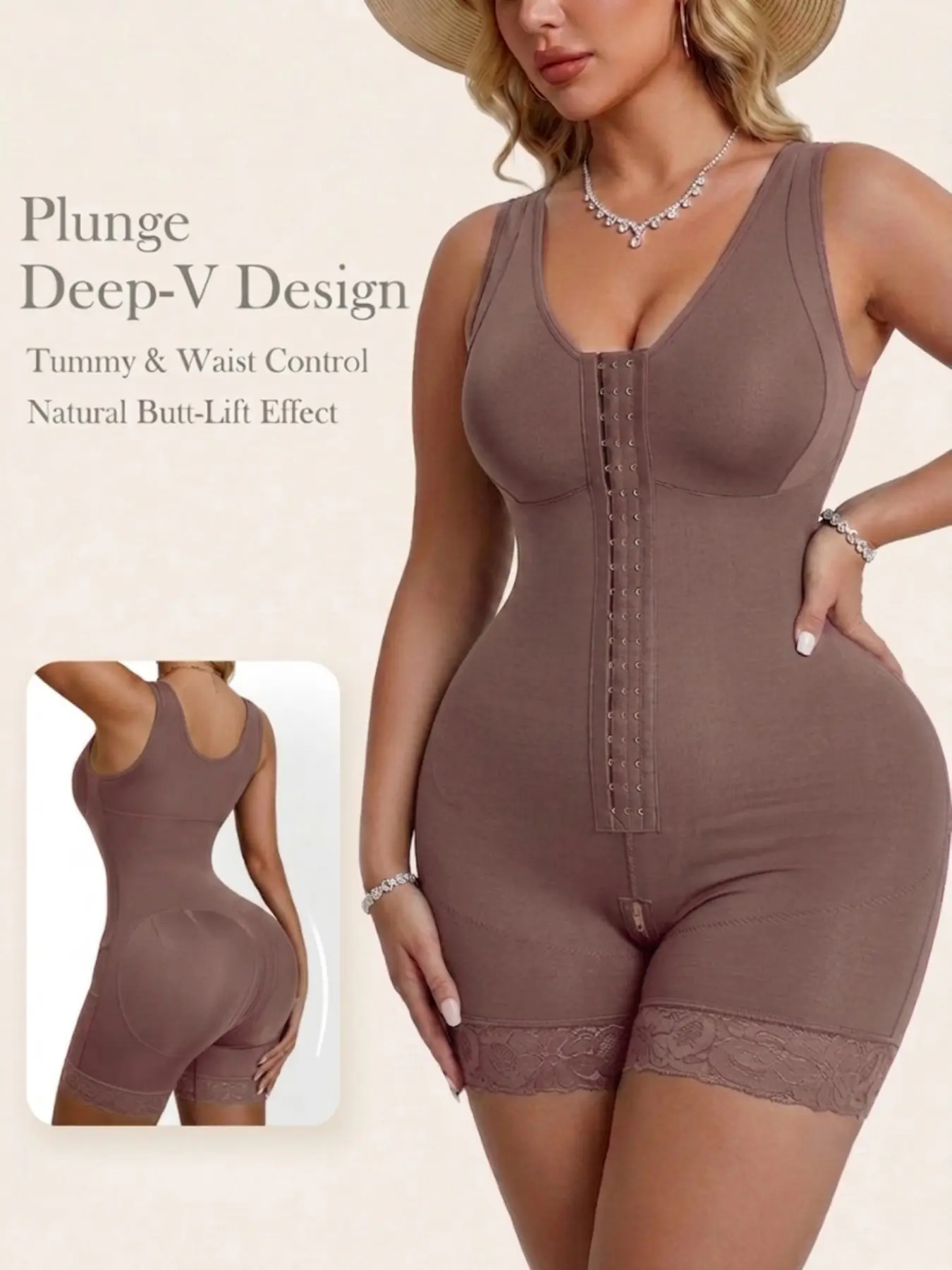 1 Count Women's Solid Color Shapewear, Colombian Shapewear, Fajas, Butt Lifting & Tummy Control Bodysuit, Breathable & Comfortable Jumpsuit, Four-Button Design Shapewear Bodysuit, Perfect For Winter Layering & Streamlined Silhouette
